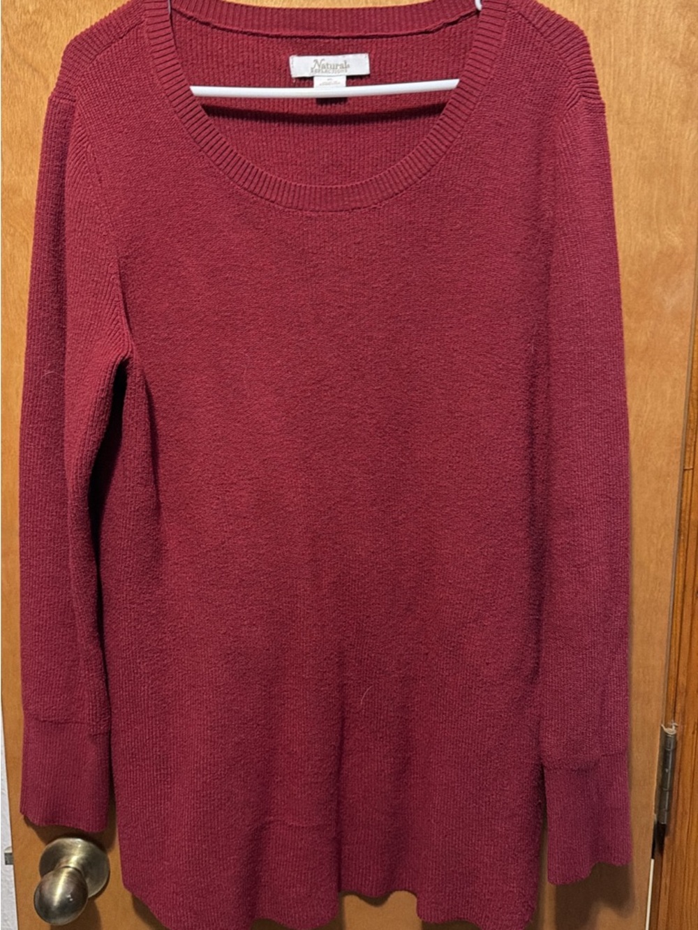 NATURAL LIFE Wine Scoop Neck Knit Pullover